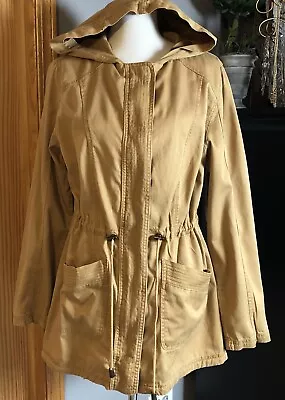 Mossimo Supply Women’s Hooded Jacket Sz 2XL Mid Length Full Zip Long Sleeves Tan • $17