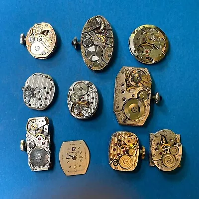 Lot Of 10 Vintage Watch Movements For Parts  Longines  Hamilton Elgin • $9.50