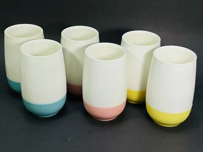 $44.93 • Buy Bopp-Decker Vtg Vacron Set 6 MCM Vacuum Tumblers Pink Blue Yellow Pastel Bottoms