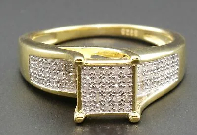 Diamond Fashion Engagement Ring Sterling Silver Yellow Finish Micro Pave 1/3 Ct. • $145