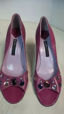 £33.92 • Buy MARC JACOBS Shoes Magenta Purple PEEP TOES COLORED STONES 3.5 Metallic Heels EUC