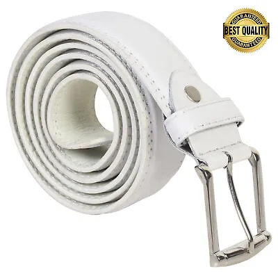 Leatherboss Genuine Leather Men Stylish Casual Jeans Belt White  • $12.99