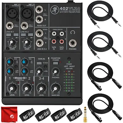 Mackie 402VLZ4 4-Channel Ultra-Compact Mixer Bundle With 2x XLR 2x TRS Cables • $139.99