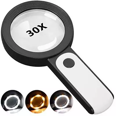 JMH Magnifying Glass With Light 30X Handheld Large Magnifying Glass 18LED Cold • $15.37