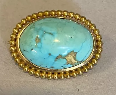 Antique Victorian Vintage 10k Yellow Gold Turquoise Pin / Brooch~estate Beauty • $49.99