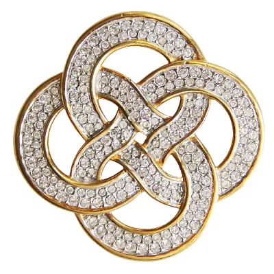 Swarovski S A L 18K Gold-Plated Pave Crystal Celtic Knot Brooch Pin  • $87.50