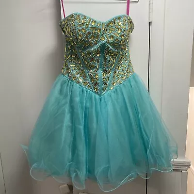 FAME Prom Dress Size 6 Large Gem Top. Strapless Nice Shape. Zipper Back • $48