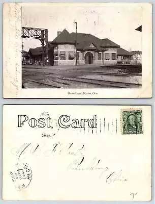 Marion Ohio UNION DEPOT 1907 Railroad Train Postcard N218 • $4.99