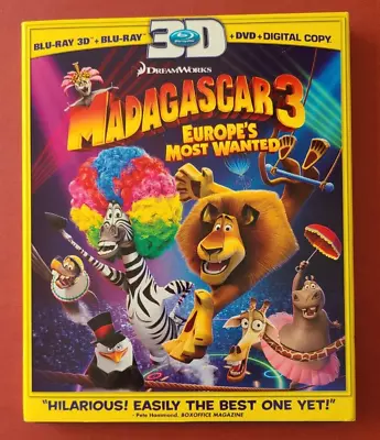 Madagascar 3: Europe's Most Wanted 3D (Blu-ray 3D/2D/DVD 2012) With Slipcover • $11.99