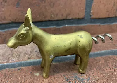 Vintage Brass Donkey Figurine Farm Animal Figure Democrat Symbol Mule Corkscrew • $29.99