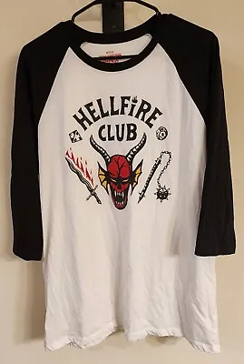 Authentic Netflix Hellfire Club 3/4 Sleeve T-Shirt Size L Stranger Things • $16.99