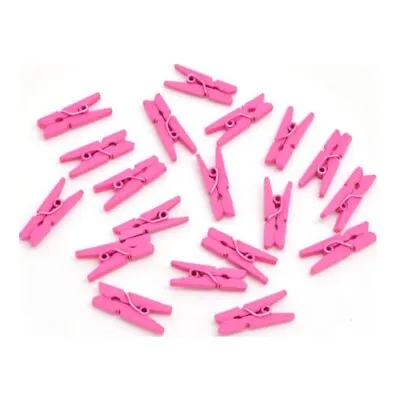 25mm Small Plain Wooden Craft Pegs - Mini Clip Metal Spring - 25 Colours  • £3