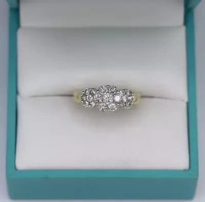 14K Yellow Gold GENUINE Vintage Flower Diamond Cluster Ring Size 4 3.6g • $275