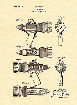 Patent Print - Space Patrol Atomic Pistol - 1952 Marx Toys. Ready To Frame!  • $8.95