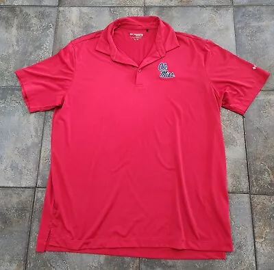 Ole Miss Rebels Columbia Golf Men's XL Omni Tech Red Short Sleeve Polo Shirt • $10