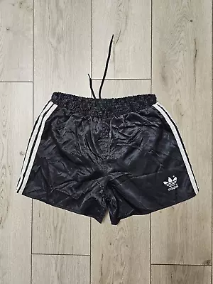 ADIDAS SHORTS VINTAGE 80s BLACK SPRINTER RUNNING SHORTS SOCCER SHORTS SzM • $49