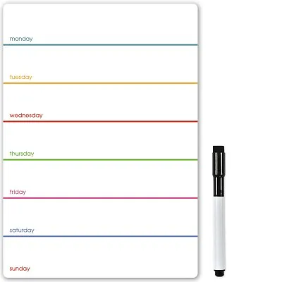 Magnetic Weekly Planner Small Whiteboard Dry Erase Fridge Meal Plan Memo Board • £5.95