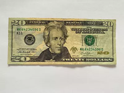 USA Real Money $20 Paper Money TWENTY DOLLARS Serial # MK 64234096 D Note 2013 • $29.99
