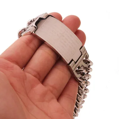 Mens Bible Cross Curb Chain Bracelet Silver 316L Stainless Steel Jewelry 23mm 9  • $10.99