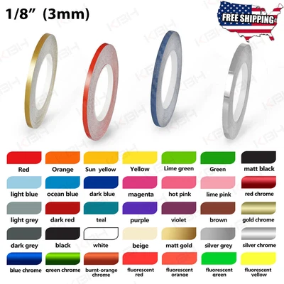 $8.55 • Buy 1/8  Roll Vinyl Pinstriping Pin Stripe Solid Line Car Tape Decal Stickers 3mm