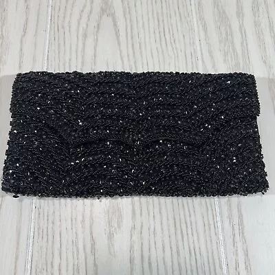 Vintage Walborg Black Beaded Evening Bag Clutch Purse Hong Kong • $8.96