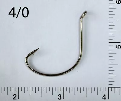 PACK OF 100 Size 4/0 TACKLEWORKS Offset Nickel Kahle Hooks Bent Eye Up • $16.55