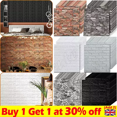 £34.86 • Buy 60PCS .Large 3D Tile Brick Wall Sticker Soft Self-adhesive Waterproof Foam Panel