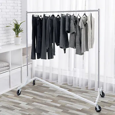 $46.58 • Buy Commercial Garment Rack Rolling Collapsible Clothing Shelf Z-Base Indoor