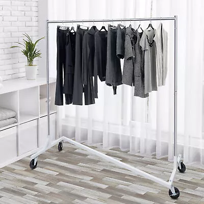 $46.58 • Buy Commercial Garment Rack Rolling Collapsible Clothing Shelf Z-Base Indoor