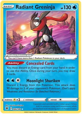 Radiant Greninja 046/189 - Astral Radiance - Pokemon TCG - NM • $10.95