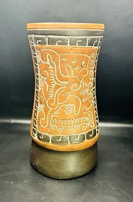 Vtg Handcrafted In Mexico Mayan Popol Vuh Scene Pottery Vase • $25.99