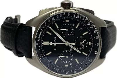 Bulova Men's Watch 96B251 Lunar Pilot Quartz Chronograph Black Dial Steel 45mm • $264.99