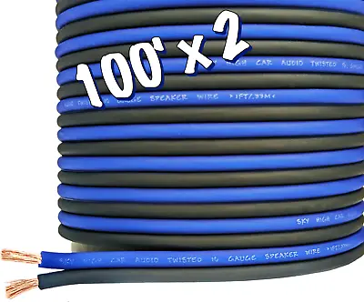 200 Ft Total - (2) 100' Blue/Black 16 Gauge AWG Speaker Wire Sky High Car Audio • $30.49
