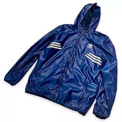 Super Rare Adidas Originals Jacket Windbreaker Glanz Cal Surf Blue YXL Men Small • £91.14