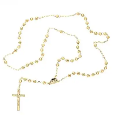 $805.60 • Buy 10K Yellow Gold 3mm-7mm Beads Rosary Chain Necklace 26 , 30 