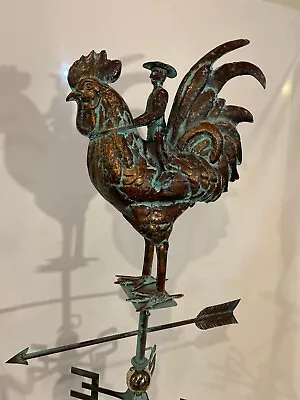 Large Handcrafted 3D 3-Dimensional ROOSTER RIDE Weathervane Copper Patina Finish • $169.99