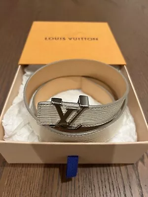 Louis Vuitton LV Logo Belt Women Cream Leather With Silver Buckle RRP £385- 2019 • £250