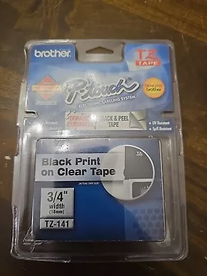 Brother P-touch TZ-141 Genuine Black Ink On 3/4  Clear Tape 18MM New • $12