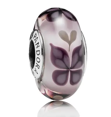 Authentic Pandora Pink Butterfly Kisses Murano Glass Charm #791621 • $39.99