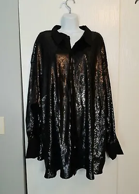 Future Collective Kahlana Barfield Brown Black Sequin Blouse Sz 3X • $10.99