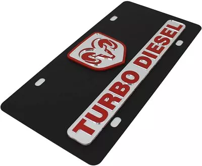 Stealth Black Carbon Steel Vanity License Plate 3D Emblem Dodge RAM Turbo Diesel • $39.95