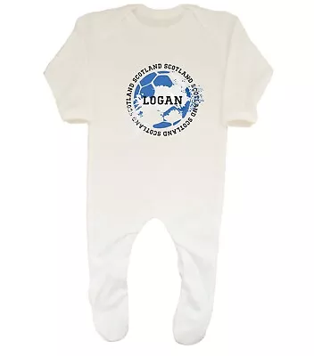 Personalised Scotland Football Sports Baby Grow Sleepsuit Boys Girls Gift • £9.99