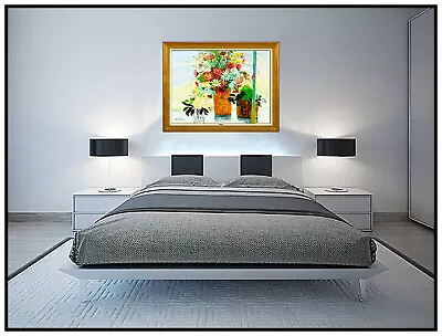 Michel Henry Original Painting Large Oil On Canvas Signed Floral Still Life Art • $5195