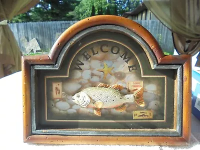 Vintage Wood Trout Fishing Plaque 8 3/4  X 11 3/4  • $8