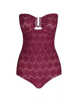 Zimmermann Seperates Textured U-Link One Piece | Burgundy Lined Full Coverage • $159.99