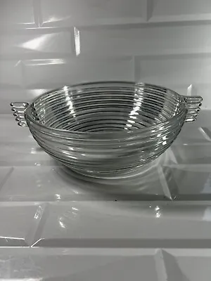 Vintage Anchor Hocking Ribbed Depression Glass  Manhattan   Serving Bowl 1930s • $19.97