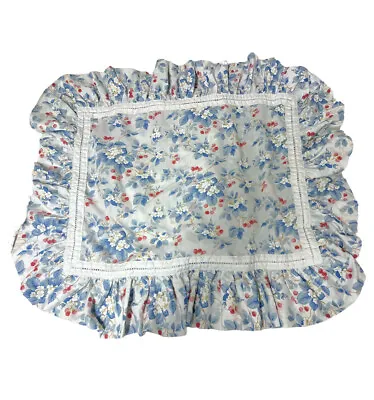 Blue And White Berry Pint Vintage Ruffle Cottagecore Pillowcases Set 2 W • $8.25