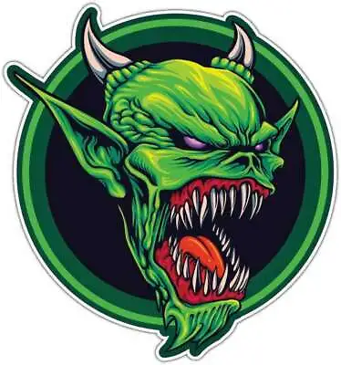 Green Monster Devil Evil Satan Hell Car Bumper Vinyl Sticker Decal 4.6  • $3.99