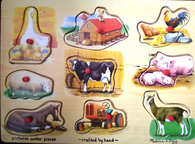 $7.99 • Buy Excellent Used Condition. Mellissa And Doug 9 Piece Puzzle Farm Peg. Ages2+