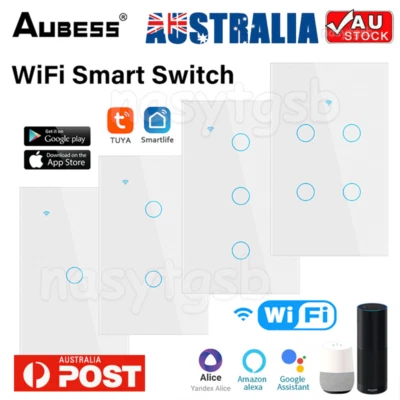 $23.28 • Buy WiFi Switch Light Smart Home Touch Wall Panel 1/2/3/4 Gang For Alexa Google AU